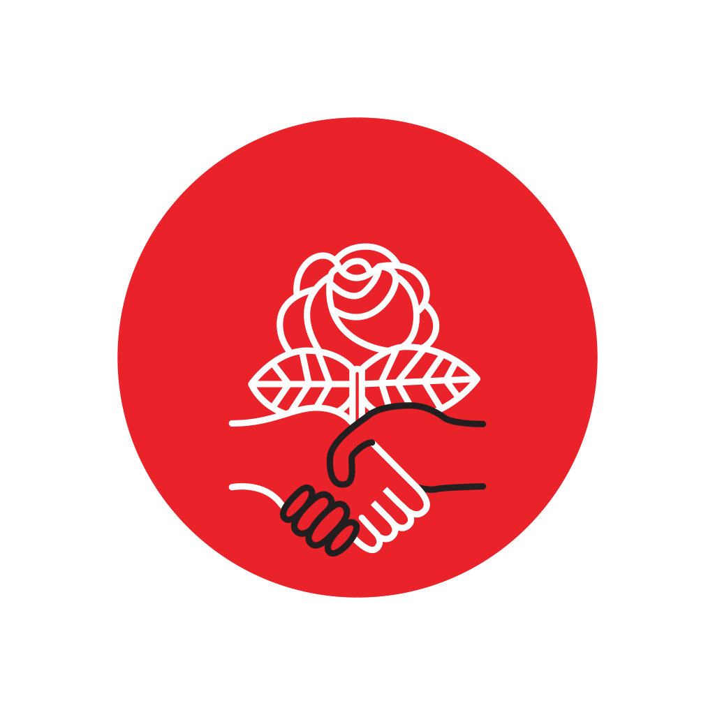 Democratic Socialists of America rose and handshake mark in red